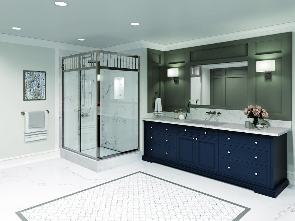 Regal series framed shower doors in a bathroom