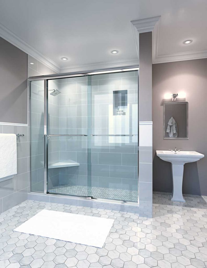 Glasscrafters full length sliding glass shower doors