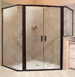 stunning frameless hinged shower door