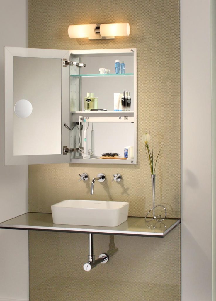 an open frameless medicine cabinets