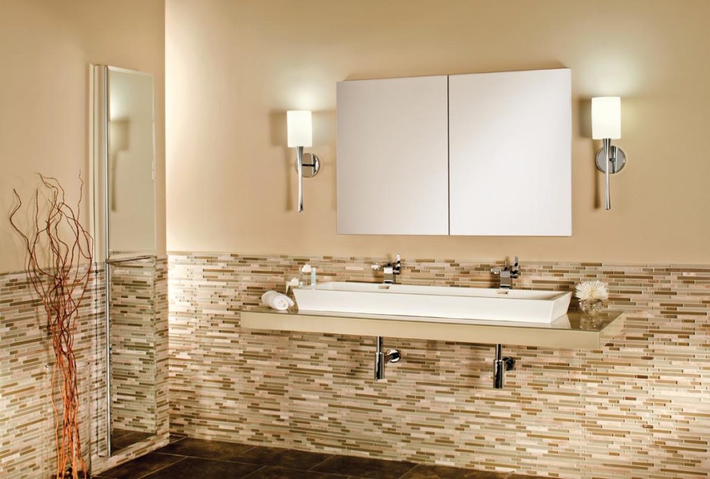 Flat Mirror Frameless Medicine Cabinet In Bathroom