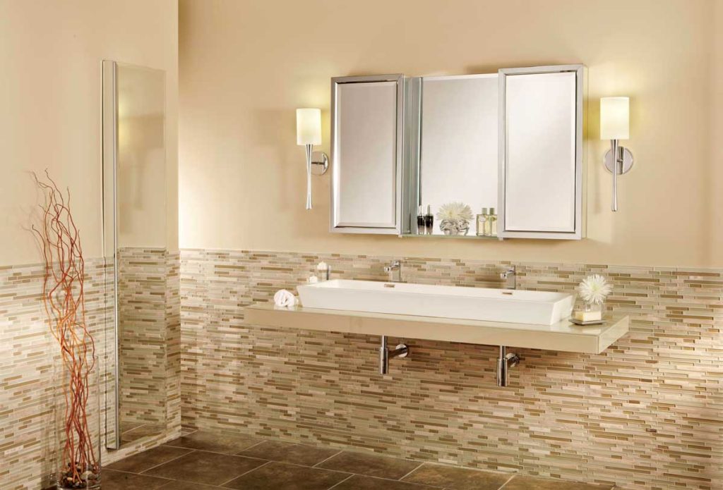 Trinity mirrored medicine cabinet above sink