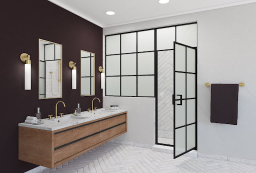 Bronze frameless shower door, bronze sliding door, semi frameless shower door, frameless shower doors